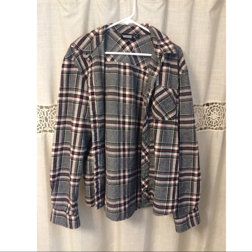 Vans flannel, size L, red, black, white